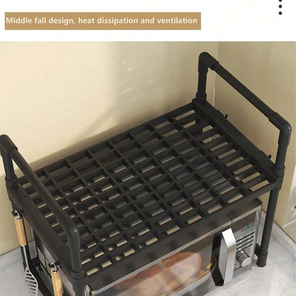 Microwave Shelf Shelf Organizer Above Micronhonda with Multipurpose Rack Hooks with 2/3 Levels 48cm Width: Ideal for Kitchen, Bathroom, Office and Storage in Resistant Stainless Steel Tube