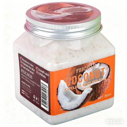 Exfoliante Corporal 350ML, Sal Marina + Polvo Cáscara Nuez Natural, Sin Aditivos, Exfolia & Hidrata, Piel Suave Radiante, Perfume Largo ¡Favorito en México