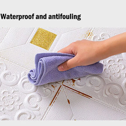 Papel Tapiz de Techo 3D de Gran Tamaño – 10 Piezas de 70x70cm, Efecto Ladrillo, Impermeable y Autoadhesivo de Espuma