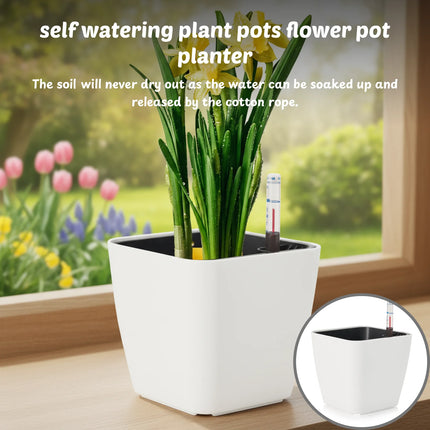Maceta de Autorriego para Plantas – Macetero Automático con Sistema Absorbente e Indicador de Nivel de Agua | Maceta Perezosa para Hogar y Oficina