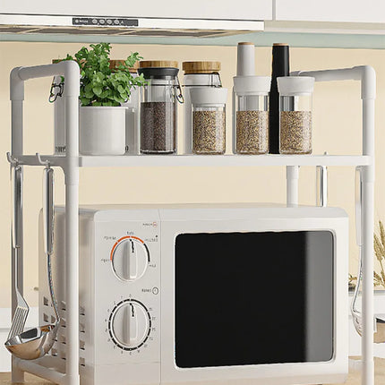 Microwave Shelf Shelf Organizer Above Micronhonda with Multipurpose Rack Hooks with 2/3 Levels 48cm Width: Ideal for Kitchen, Bathroom, Office and Storage in Resistant Stainless Steel Tube