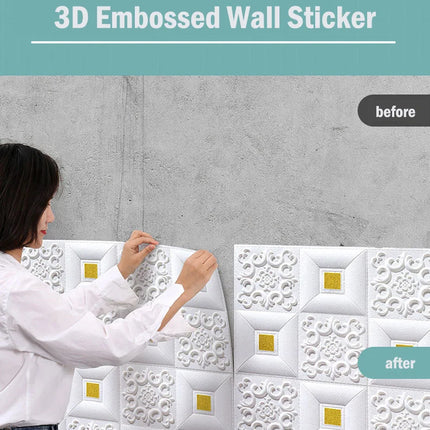 Papel Tapiz de Techo 3D de Gran Tamaño – 10 Piezas de 70x70cm, Efecto Ladrillo, Impermeable y Autoadhesivo de Espuma