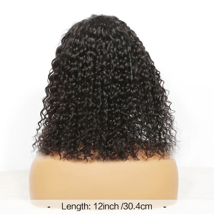 Peluca con diadema de onda profunda, pelucas de cabello humano rizado Bob para mujeres, pelucas Bobo de cabello 100% Real, pelucas hechas a máquina, cabello negro Natural