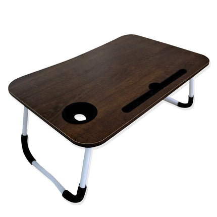 Escritorio para Ordenador, Soporte para Laptop, Tablet con Portavasos/Cajón de Almacenamiento | Mesa Multifuncional para Cama, Sofa Cama Plegable | Bandeja Desayunador de Madera