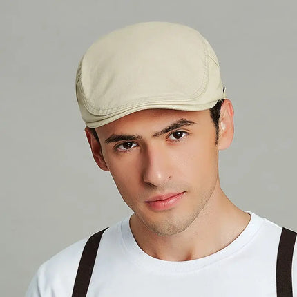 Gorra de hiedra británica para hombre, boina de ocio de primavera y verano con cabeza grande a la moda, sombrero de vendedor de periódicos de algodón sólido para hombre de 55-60cm