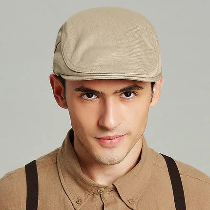 Gorra de hiedra británica para hombre, boina de ocio de primavera y verano con cabeza grande a la moda, sombrero de vendedor de periódicos de algodón sólido para hombre de 55-60cm