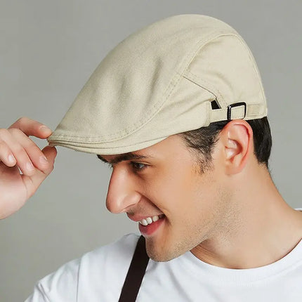 Gorra de hiedra británica para hombre, boina de ocio de primavera y verano con cabeza grande a la moda, sombrero de vendedor de periódicos de algodón sólido para hombre de 55-60cm