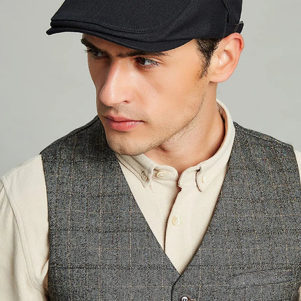 Gorra de hiedra británica para hombre, boina de ocio de primavera y verano con cabeza grande a la moda, sombrero de vendedor de periódicos de algodón sólido para hombre de 55-60cm