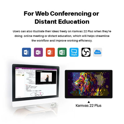 Huion Kamvas 22 Plus – Monitor de Tableta Gráfica de 21,5’’ con 140% sRGB, Compatible con Windows, macOS, Linux y Android