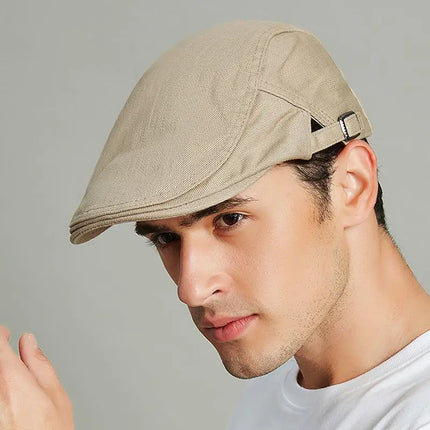 Gorra de hiedra británica para hombre, boina de ocio de primavera y verano con cabeza grande a la moda, sombrero de vendedor de periódicos de algodón sólido para hombre de 55-60cm