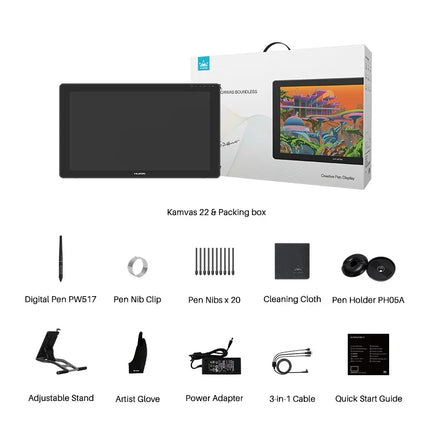Huion Kamvas 22 Plus – Monitor de Tableta Gráfica de 21,5’’ con 140% sRGB, Compatible con Windows, macOS, Linux y Android