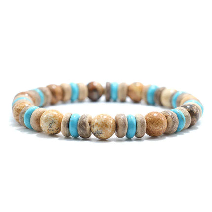 Pulsera de cuentas de madera Vintage para hombre, brazalete de piedra de obsidiana de Lava Natural, joyería de oración para meditación y Yoga, pulsera de ojo de tigre para hombre