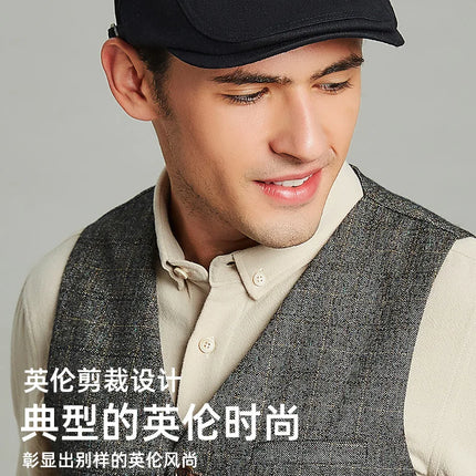 Gorra de hiedra británica para hombre, boina de ocio de primavera y verano con cabeza grande a la moda, sombrero de vendedor de periódicos de algodón sólido para hombre de 55-60cm