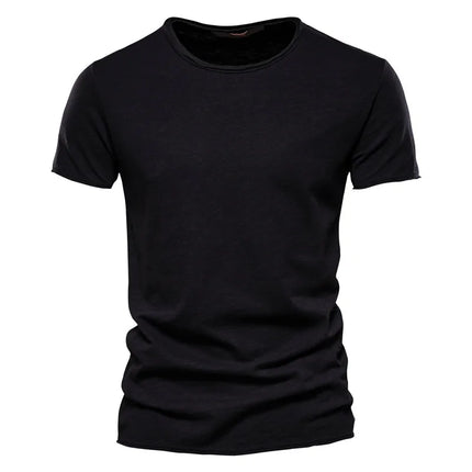 Camiseta 100% de algodón para hombre, camisetas finas informales suaves para Fitness, ropa para el hogar para hombre, camiseta sólida de manga corta con cuello redondo para hombre