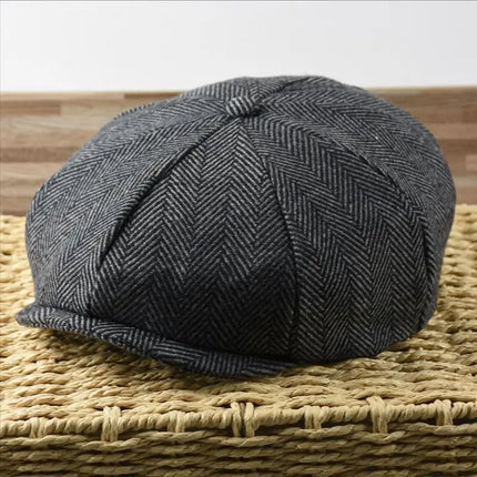 Gorro de hiedra de talla grande para hombre, gorro de cabeza grande para primavera, verano y otoño, boina de lana, gorros planos de fieltro para invierno, 55-58cm, 59-61cm