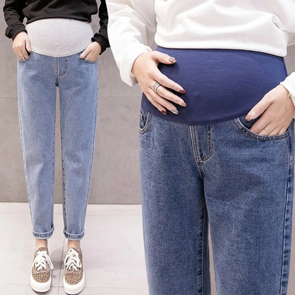 Pantalones abdominales para embarazo, pantalones vaqueros para novio, pantalones de maternidad para mujeres embarazadas, ropa, pantalones de cintura alta, pantalones vaqueros sueltos