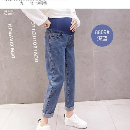 Pantalones abdominales para embarazo, pantalones vaqueros para novio, pantalones de maternidad para mujeres embarazadas, ropa, pantalones de cintura alta, pantalones vaqueros sueltos