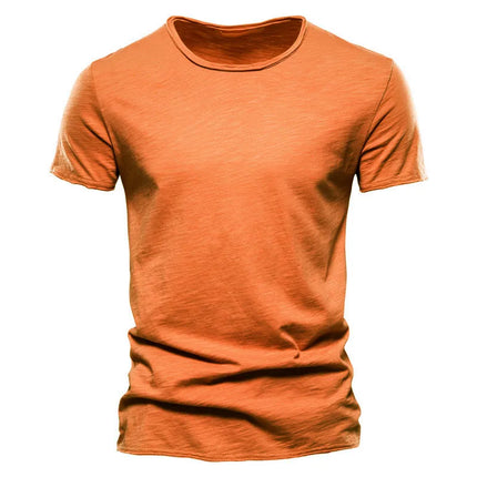 Camiseta 100% de algodón para hombre, camisetas finas informales suaves para Fitness, ropa para el hogar para hombre, camiseta sólida de manga corta con cuello redondo para hombre