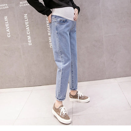Pantalones abdominales para embarazo, pantalones vaqueros para novio, pantalones de maternidad para mujeres embarazadas, ropa, pantalones de cintura alta, pantalones vaqueros sueltos