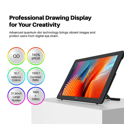 Huion Kamvas 22 Plus – Monitor de Tableta Gráfica de 21,5’’ con 140% sRGB, Compatible con Windows, macOS, Linux y Android