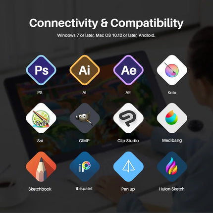 Huion Kamvas 22 Plus – Monitor de Tableta Gráfica de 21,5’’ con 140% sRGB, Compatible con Windows, macOS, Linux y Android