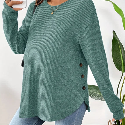 Ropa de maternidad Premama Blusa de manga larga Otoño Invierno suelta mujeres embarazadas suéter con cuello redondo camisetas sudadera pulóver Tops