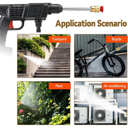 Hidrolavadora a Presión Inalámbrica 60 Bar, 30000mAh 48V, Motor 300W, Pistola de Agua Portátil con Batería de Larga Duración (60 min), Limpiador de Coches y Exteriores – Negro