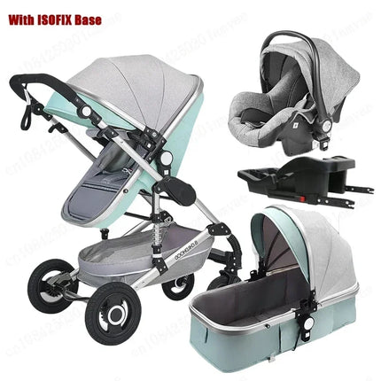 Cochecito de bebé multifuncional para recién nacido, cochecito de paisaje alto, cochecito de bebé 4 en 1 de doble cara con base de asiento de coche ISOFIX 739