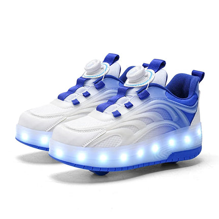 Zapatos de patín con luz Led de dos ruedas para niños y niñas, zapatillas deportivas luminosas, monopatín con carga USB