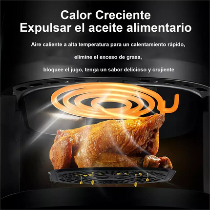 Freidora de aire de 1400 W y 8 l sin aceite, programable, inteligente, con pantalla LED táctil, ciclo térmico, para el hogar, para cocinar patatas fritas, pollo