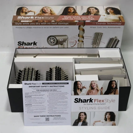 Secador de pelo Shark HD430 FlexStyle de iones negativos y envoltura de estilizador de aire, potente cepillo Airwrap y triturador múltiple con rizadores de envoltura automática