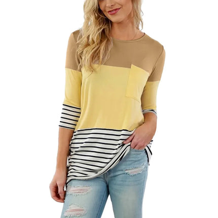 Camisetas de lactancia de Color cosido para mujeres embarazadas a la moda, camisetas informales holgadas de manga larga para maternidad