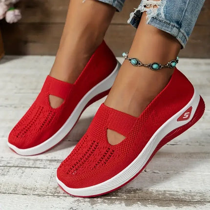 Zapatos de mujer, zapatillas transpirables de Color sólido, zapatillas informales de verano para mujer, zapatos informales de punto bajos, zapatos para mamá