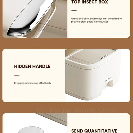 10KG Rice Storage Box Home with Lid Insect Proof Moisture Proof Rice Box Grain Sealed Jar Kitchen Container Storing Dry Grain