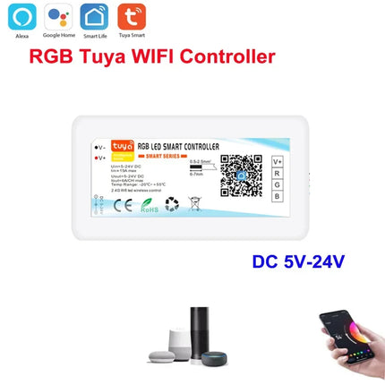 Controlador LED Tuya WiFi 12-24V – Compatible con Alexa y Google Assistant