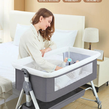 Cama de empalme grande para recién nacido, mecedora de bebé bb, cuna para niños, multifuncional, móvil y plegable