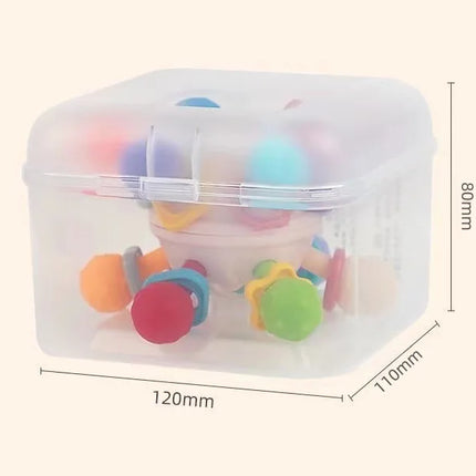 Sonajero de bola de dedo de Manhattan infantil, bola de átomo, mordedor giratorio, juguete de dentición, bola de Gel suave