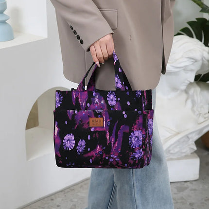 Nuevo bolso artístico de tela gruesa de gran capacidad, fiambrera de trabajo minimalista, bolsa de almacenamiento adecuada para ir de compras, usos varios