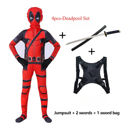Disfraz de Deadpool para niños, regalos de superhéroe, mono de Deadpool, disfraces para niños, traje de superhéroes para niños, disfraz de Halloween para niños