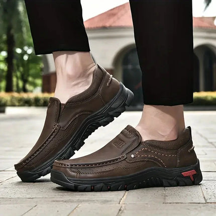 Zapatos de cuero hechos a mano para hombre, mocasines informales sin cordones para exteriores, zapatos de cuero para hombre, mocasines planos, zapatos para caminar antideslizantes, triangulación de envíos