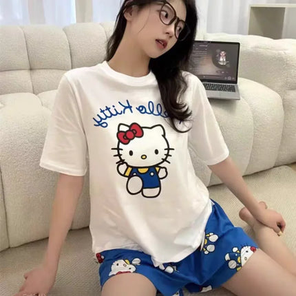 Pijamas de Hello Kitty para Mujer – Conjunto de Ropa de Hogar de Manga Corta