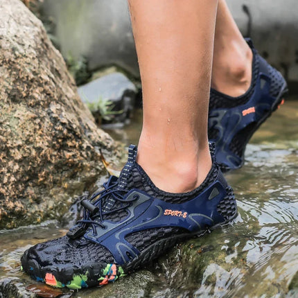 Zapatos deportivos de secado rápido para caminar en el agua, zapatos de playa transpirables, zapatos de malla para senderismo y correr, adecuados tanto para hombres y mujeres, Fitness al aire libre