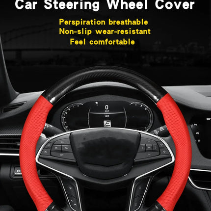 Protector Universal para volante de coche, fibra de carbono, cuero, tridimensional, antideslizante, tonto y accesorios de moda para coche