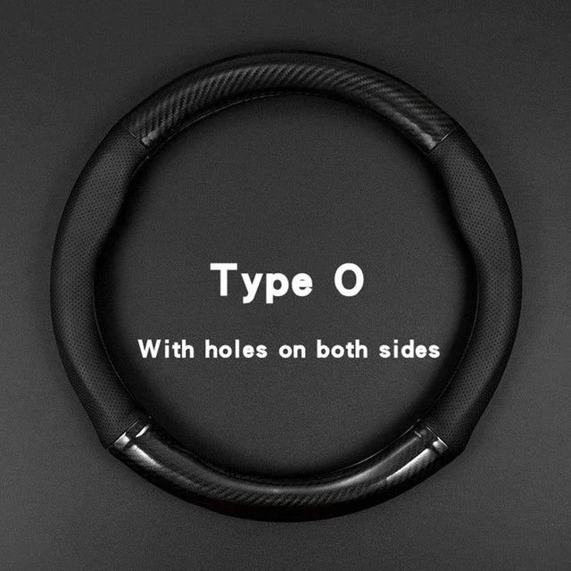 Protector Universal para volante de coche, fibra de carbono, cuero, tridimensional, antideslizante, tonto y accesorios de moda para coche