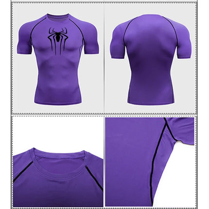 Camiseta de compresión de manga corta para hombre, ropa deportiva para correr, gimnasio, elástica, de secado rápido, 2024