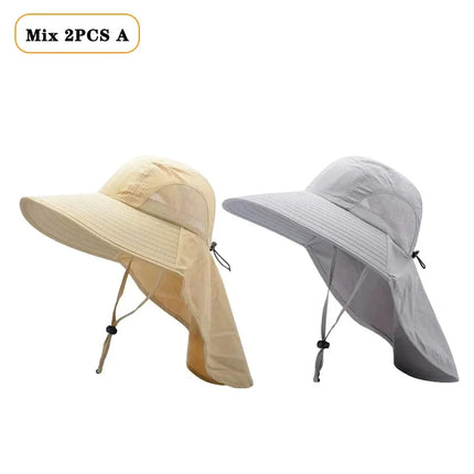 Gorro de pescador impermeable para verano, gorro con protección solar para senderismo al aire libre, pesca, ciclismo, alero grande, protección para el cuello, 1/2/4 Uds.