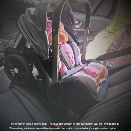 Sistema de viaje convertible 4 en 1: cochecito reversible con asiento y moisés para automóvil infantil, portabebés de recién nacido a niño pequeño