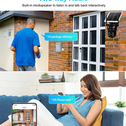 KERUI-cámara Solar impermeable para exteriores, 6MP, 4G, SIM, WIFI, lente Dual, Panel Solar, seguridad del hogar, vídeo CCTV, vigilancia V380pro