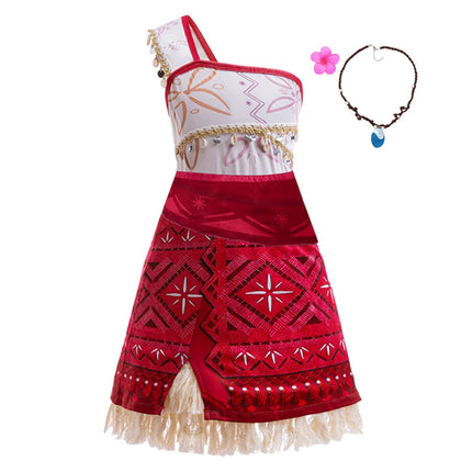 Traje para niñas, disfraz de Cosplay para niños, vestido de princesa para fiesta, vestido de playa informal de verano, conjunto de peluca y collar, vestidos de fiesta para niñas
