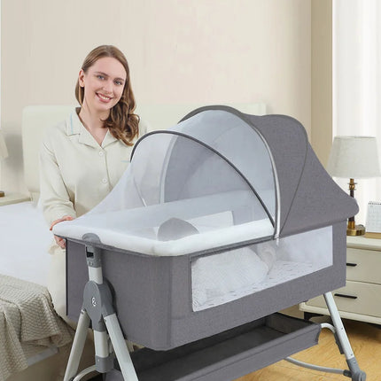 Cama de empalme grande para recién nacido, mecedora de bebé bb, cuna para niños, multifuncional, móvil y plegable